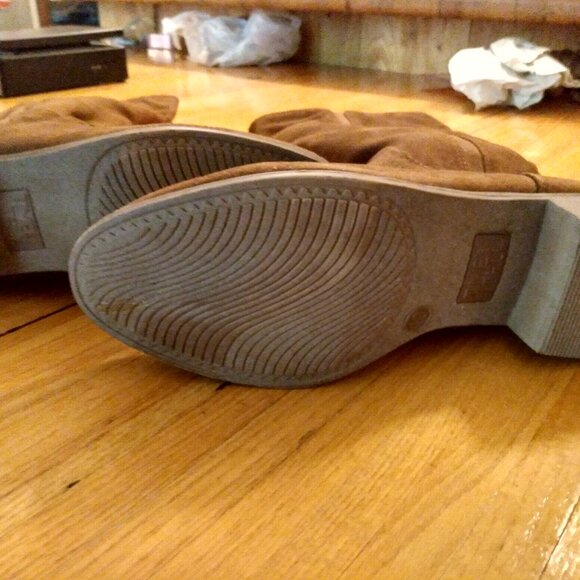 Time and Tru Zipper Faux Suede Tall Riding Boots 10 Brown Stretch Gore - Picture 8 of 12